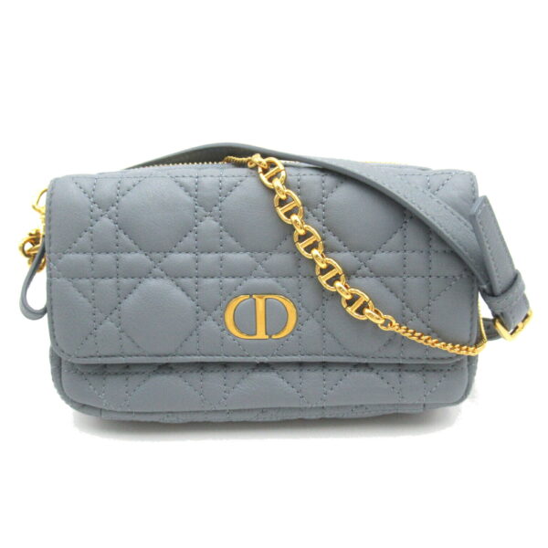 2118800094230 1 Dior Cannage 2Way Shoulder Bag Leather Blue Gray