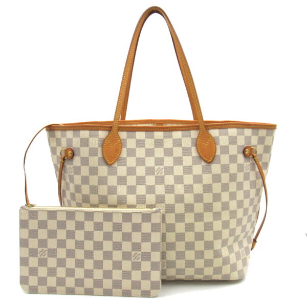 2118800098511 1 Louis Vuitton Neverfull MM Tote Bag Damier Azur White