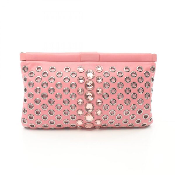 2118800104267 1 Miu Miu Shoulder Bag Clutch Bag Leather Pink