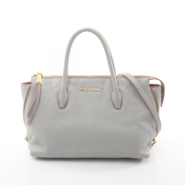 2119900010182 1 Miu Miu Madras Handbag Bag Leather Gray