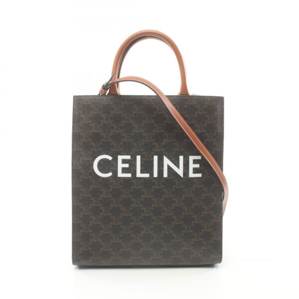 2119900011455 1 Celine Small Vertical Triomphe Tote Bag Black Brown