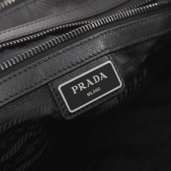 2120700078852 4 Prada Tessuto Saffiano Tote Bag Nylon Saffiano Leather Black