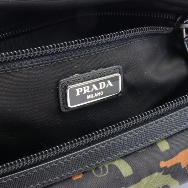 2120700078876 4 Prada Tessuto Stampato Shoulder Bag Nylon Leather Black Khaki