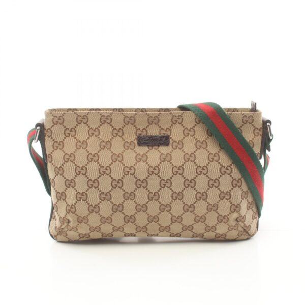 2120700080992 1 Gucci GG Sherry Line Shoulder Bag Leather Beige Multicolor