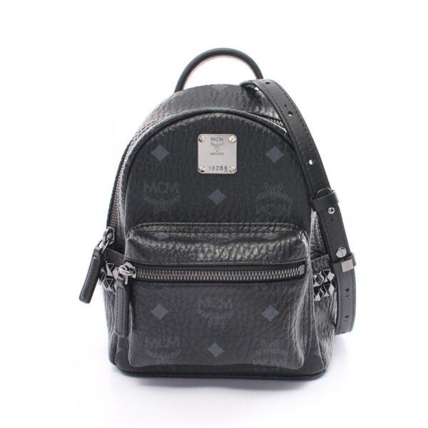 2120700084273 1 MCM Leather Stark Mini Visetos Rucksack Backpack Black