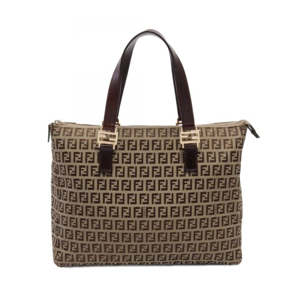 2120700130239 1 Fendi Zucchino Tote Bag Leather Beige Brown