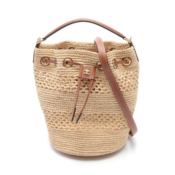 2120700131076 1 Celine Raffia Leather Clara Handbag Beige Brown