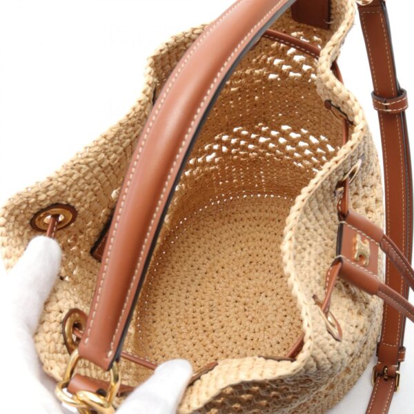 2120700131076 3 Celine Raffia Leather Clara Handbag Beige Brown