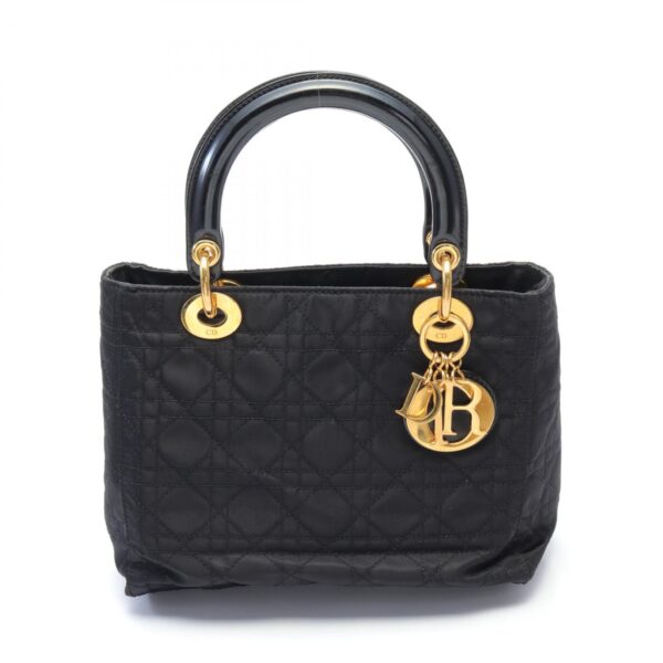 2120700137757 1 Christian Dior Lady Dior Cannage Handbag Nylon Black