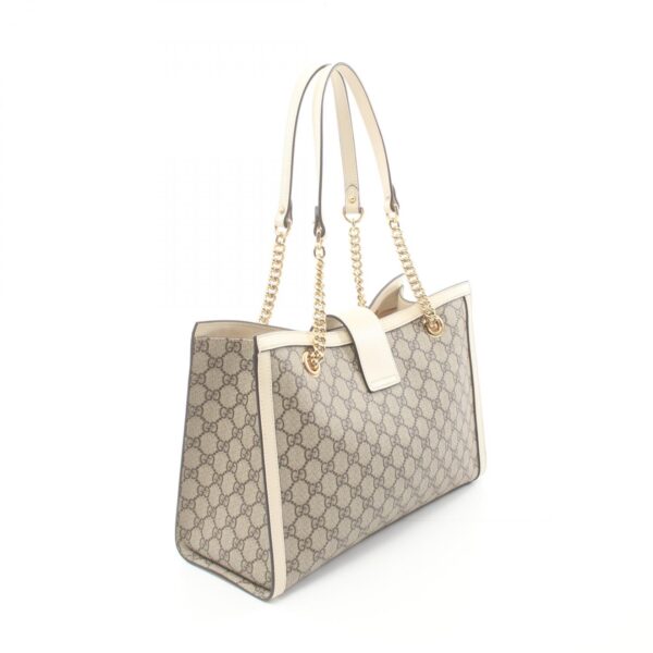 2120700145424 2 Gucci Padlock GG Supreme Medium Bee Tote Leather White