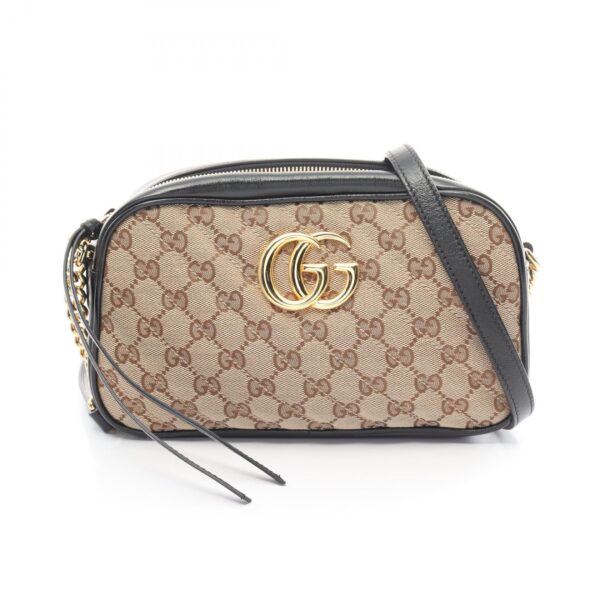 2120700157854 1 Gucci GG Marmont GG Shoulder Bag Leather Beige Black