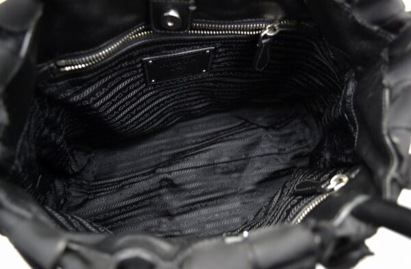 21500015 4 Prada Frill Handbag Tote Bag Nylon Leather Black