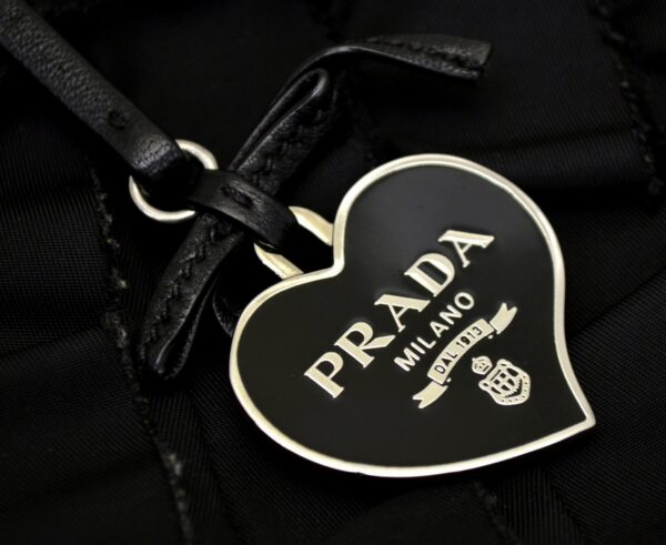 21500015 7 Prada Frill Handbag Tote Bag Nylon Leather Black