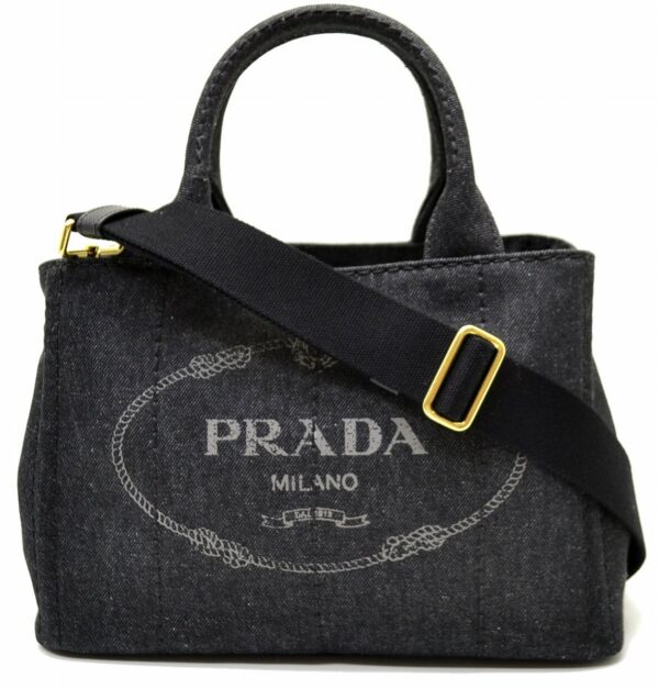 21560736 Prada CANAPA Tote Bag Denim Black