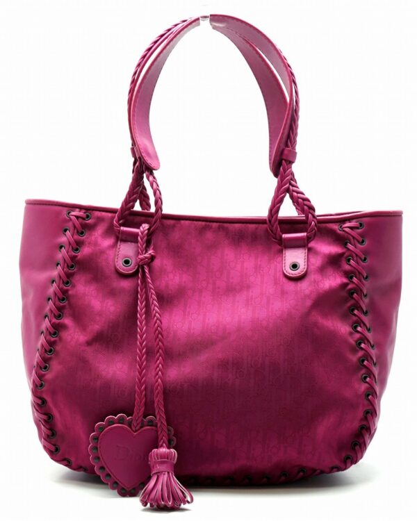 21600052 Christian Dior Trotter Ethnic Tote Bag Nylon Leather Pink Purple