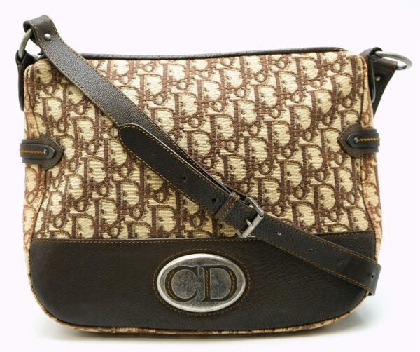 21600504 Christian Dior Trotter Shoulder Bag Crossbody Canvas Leather Beige Brown