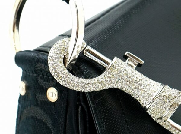 21620095 6 Christian Dior 2WAY Handbag Rhinestone Chain Leather Black