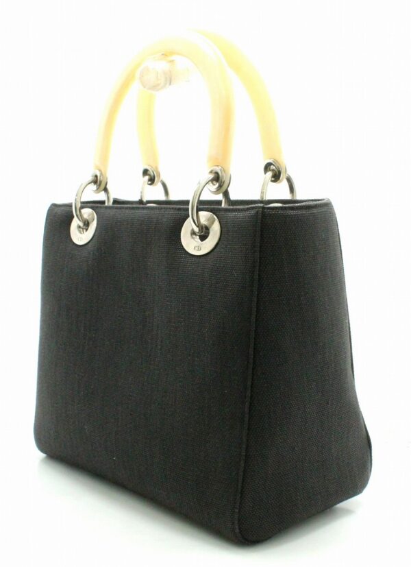 21710045 1 Christian Dior Lady Dior Handbag Nylon Beige Black