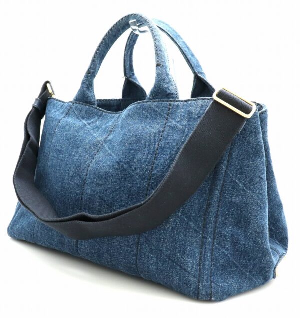 21730045 1 Prada CANAPA Tote Bag Denim Blue Hardware