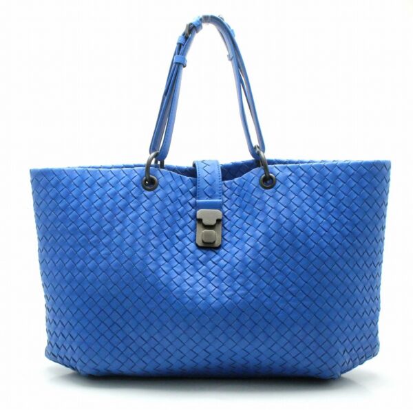 21730942 Bottega Veneta Intrecciato Tote Bag Leather Blue