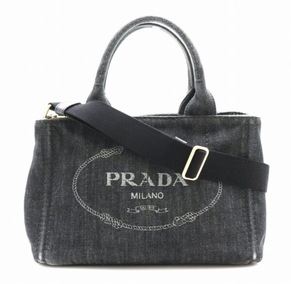 21731557 Prada Mini Canapa Tote Bag Denim Black