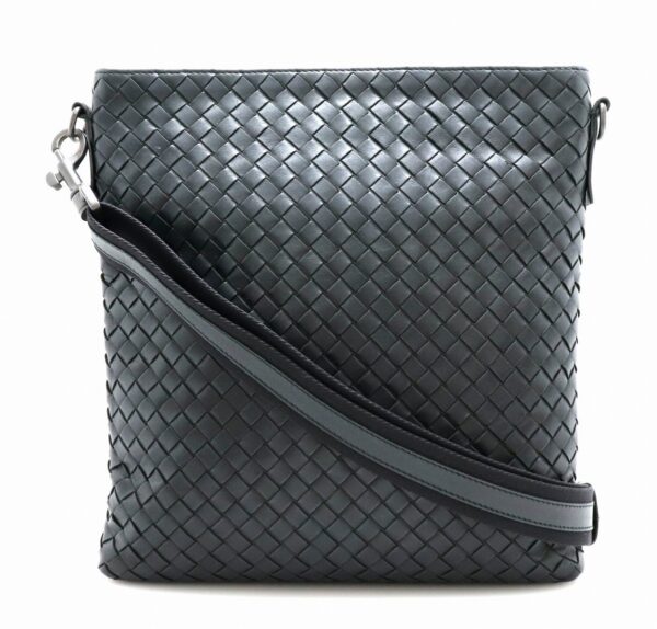 21731573 Bottega Veneta Intrecciato Shoulder Bag Diagonal Calf Leather Black