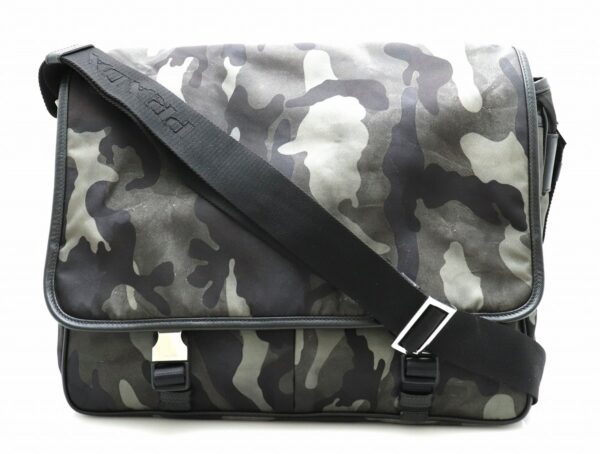 21731588 Prada Messenger Bag Nylon Leather Camouflage Green