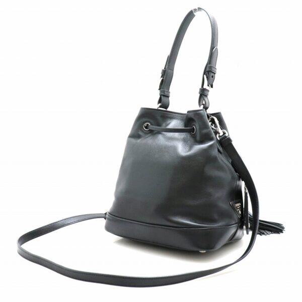 21731591 1 Prada 2WAY Tassel Drawstring Shoulder Bag Calfskin Black Silver