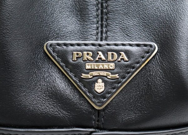 21731591 8 Prada 2WAY Tassel Drawstring Shoulder Bag Calfskin Black Silver