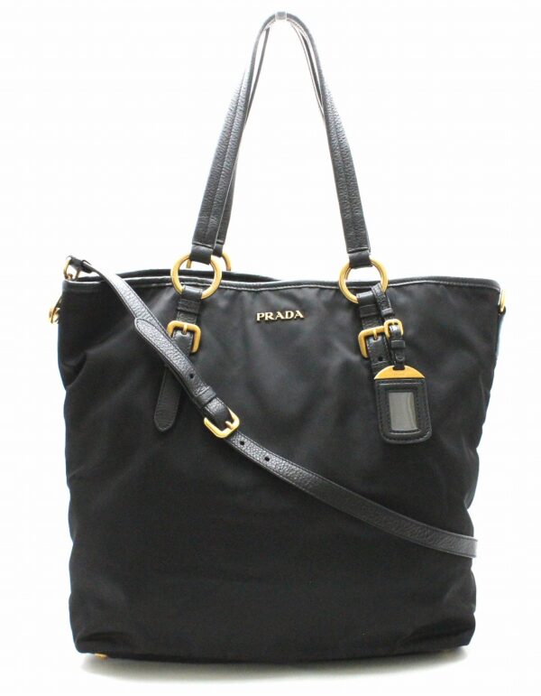 21740053 Prada Crossbody Tote Bag Nylon Leather Black