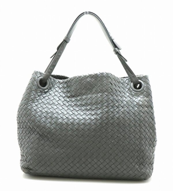 21741833 Bottega Veneta Intrecciato Shoulder Bag Handbag Leather Gray