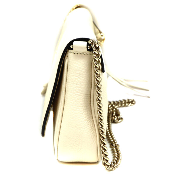 2175 3 Gucci Chain Shoulder Bag Leather Ivory