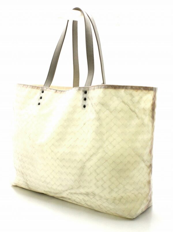 21750076 1 Bottega Veneta Intreccio Lusion Shoulder Tote Leather Nylon Gray