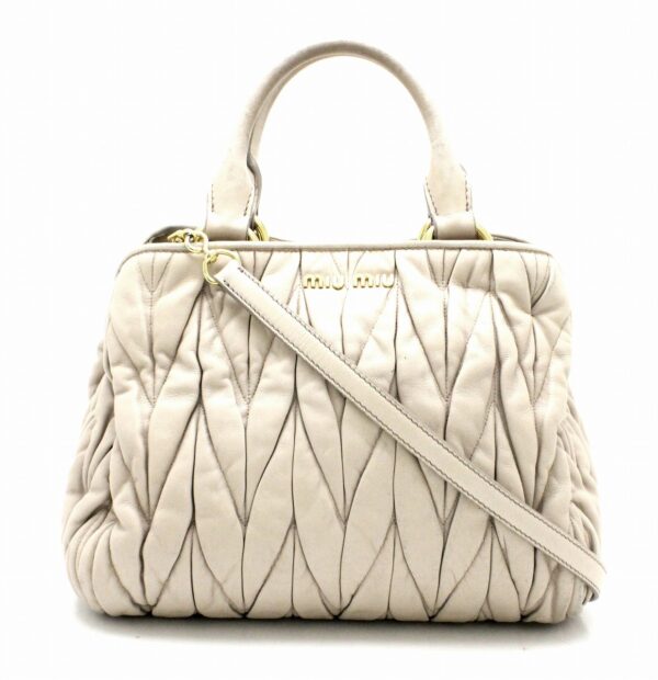 21751058 Miu Miu Shoulder Bag Leather Beige