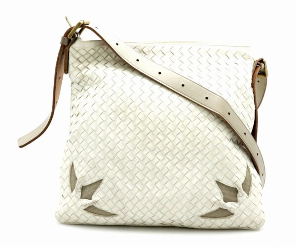 21751272 Bottega Veneta Intrecciato Shoulder Bag Leather Ivory Beige