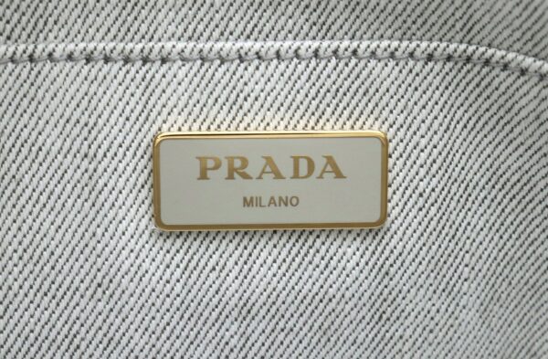 21761786 8 Prada Canapa Tote 2WAY Tote Shoulder Bag Denim Bianco Ice Gray