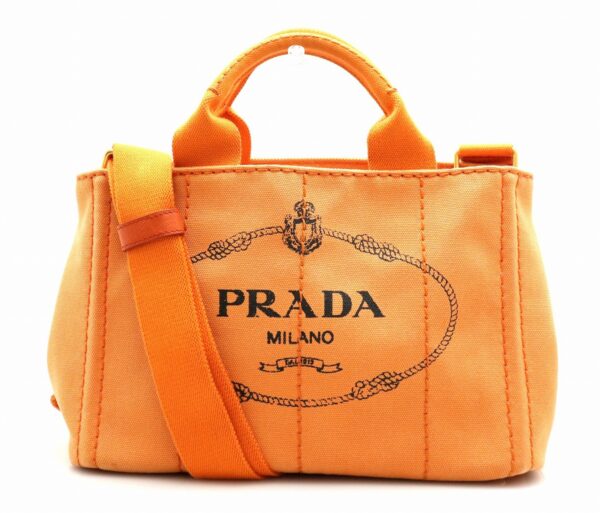 21770683 Prada Canapa Mini Canapa Tote Bag Handbag 2WAY Shoulder Bag Papaya Orange