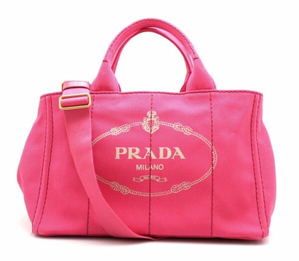 21771194 Prada Canapa 2WAY Tote Shoulder Bag Denim Canvas Peonia