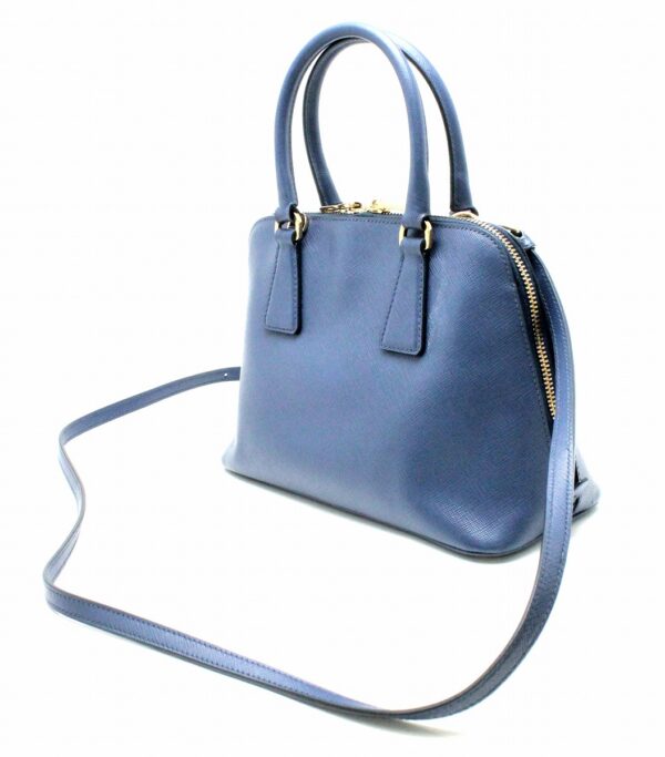 21780111 1 Prada Saffiano Logo Shoulder Bag Leather Bluette Blue