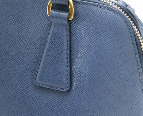 21780111 6 Prada Saffiano Logo Shoulder Bag Leather Bluette Blue