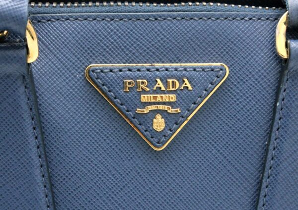 21780111 8 Prada Saffiano Logo Shoulder Bag Leather Bluette Blue