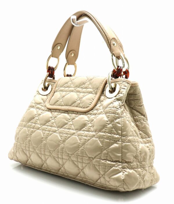 21780120 1 Christian Dior Lady Dior Cannage Stitch Handbag Leather Beige