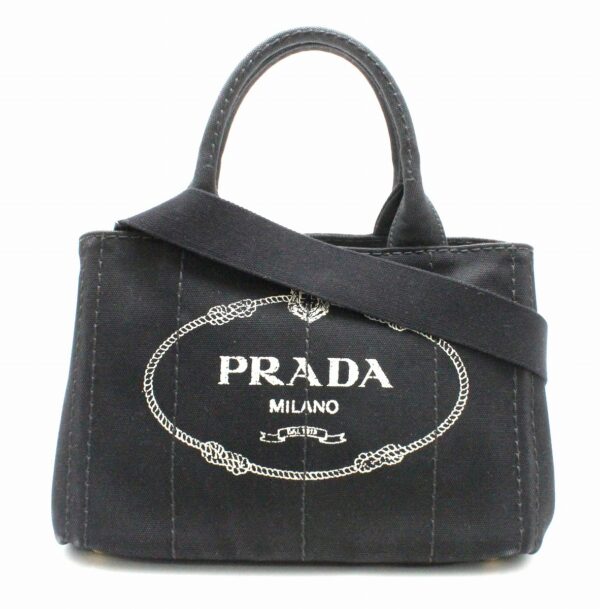 21781905 Prada Canapa Mini Canapa Tote 2WAY Shoulder Bag Black