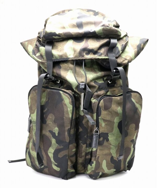 21790313 Prada Backpack Rucksack Daypack Camouflage Nylon Black Green Brown