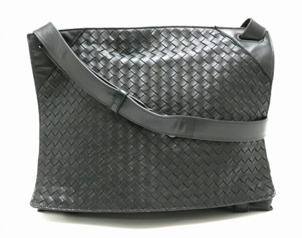 21790806 Bottega Veneta Intrecciato Messenger Bag Shoulder Bag Leather Black