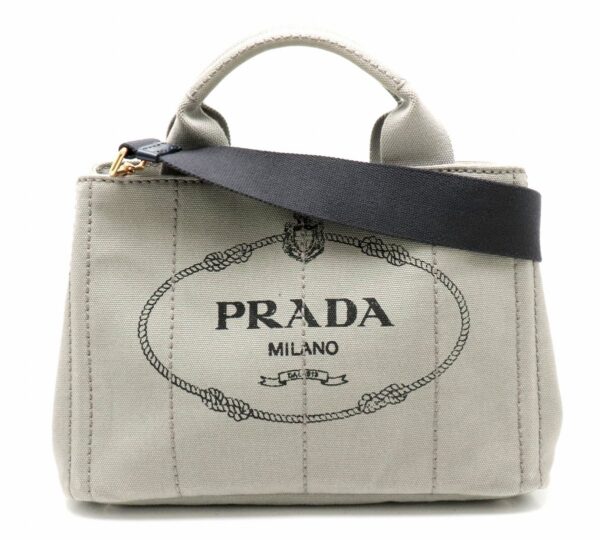 21800862 Prada Canapa Mini Canapa Tote 2WAY Shoulder Bag Gray Mercurio