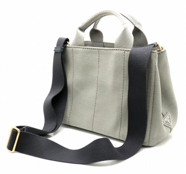 21800862 1 Prada Canapa Mini Canapa Tote 2WAY Shoulder Bag Gray Mercurio