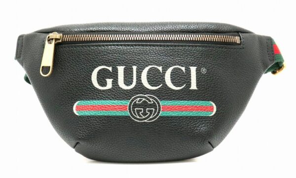 21800955 Gucci Printed Leather Belt Waist Bag Black