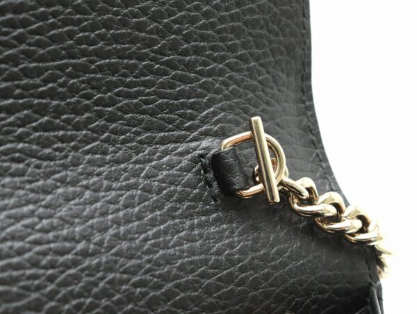 21801261 7 Gucci Interlocking Logo Embossed Leather Chain Wallet Black