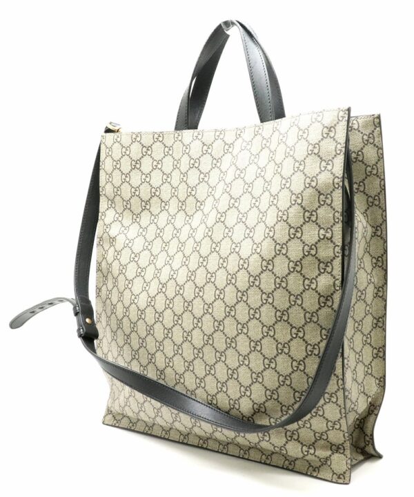 21801385 1 Gucci GG Supreme Snake Print 2way Leather Tote Bag Khaki Beige